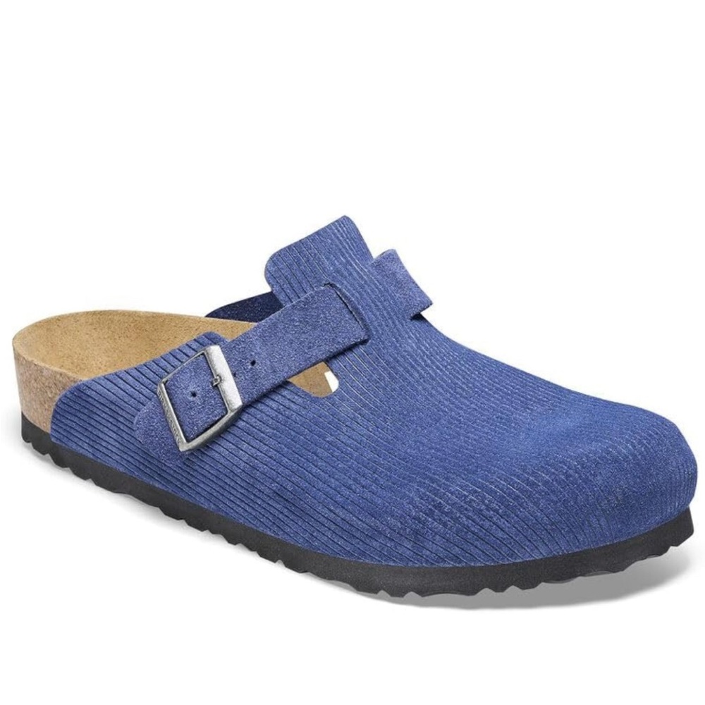 Birkenstock Boston Suede Embossed Clogs Indigo Blu (45)